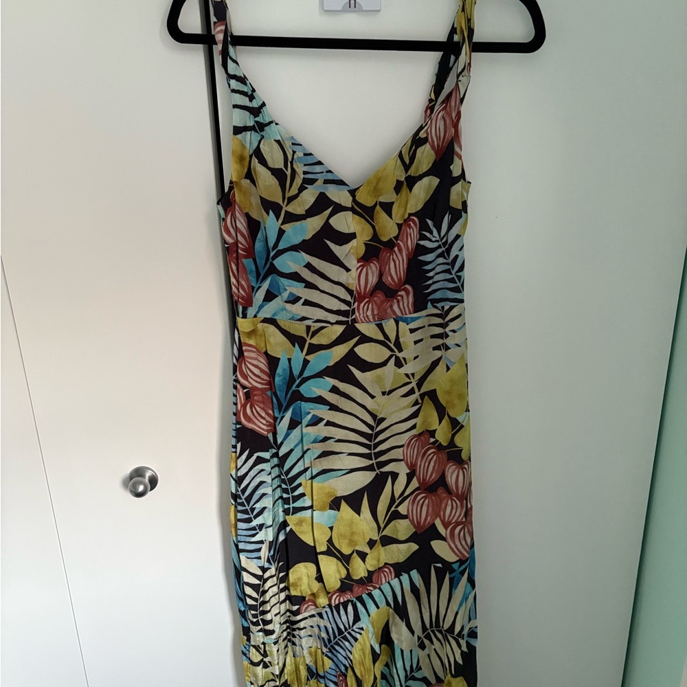 Sam Edelman Black Slip Dress with Yellow, Blue & Coral Floral Print